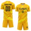 Custom Gold Black-Light Yellow Colombia Brush Stroke Sublimation Soccer Uniform Jersey