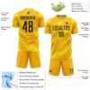 Custom Gold Black-Light Yellow Colombia Brush Stroke Sublimation Soccer Uniform Jersey