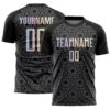 Custom Black Gradient-Steel Gray Colombia Geometric Interlocking Pattern Sublimation Soccer Uniform Jersey