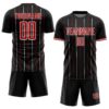 Custom Black Red-White France Vertical Pinstripe Sublimation Soccer Uniform Jersey