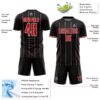 Custom Black Red-White France Vertical Pinstripe Sublimation Soccer Uniform Jersey