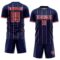 Custom Navy Red-White France Vertical Pinstripe Sublimation Soccer Uniform Jersey