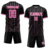 Custom Black Pink-White France Vertical Pinstripe Sublimation Soccer Uniform Jersey
