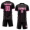 Custom Black Pink-White France Vertical Pinstripe Sublimation Soccer Uniform Jersey