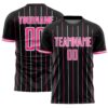 Custom Black Pink-White France Vertical Pinstripe Sublimation Soccer Uniform Jersey