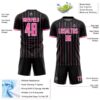 Custom Black Pink-White France Vertical Pinstripe Sublimation Soccer Uniform Jersey