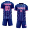 Custom Royal Pink-White France Vertical Pinstripe Sublimation Soccer Uniform Jersey