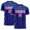 Custom Royal Pink-White France Vertical Pinstripe Sublimation Soccer Uniform Jersey