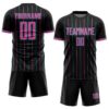 Custom Black Pink-Teal France Vertical Pinstripe Sublimation Soccer Uniform Jersey