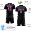 Custom Black Pink-Teal France Vertical Pinstripe Sublimation Soccer Uniform Jersey