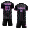 Custom Black Pink-Sky Blue France Vertical Pinstripe Sublimation Soccer Uniform Jersey