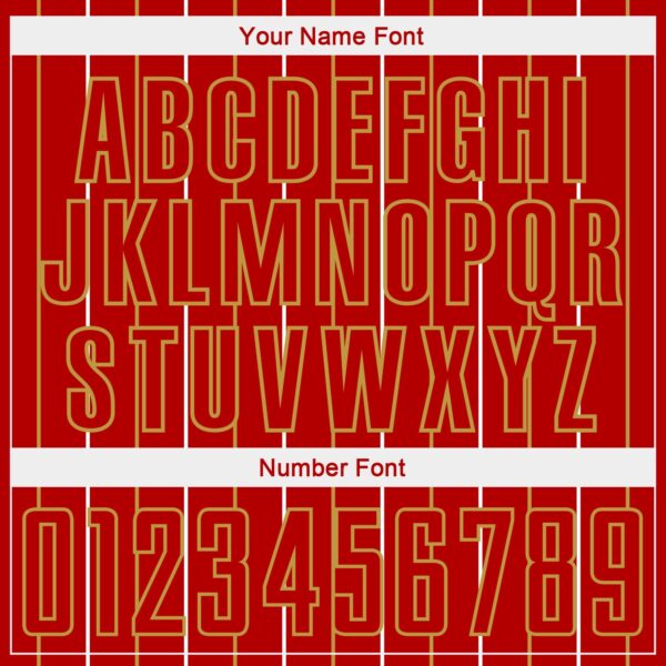 Custom Red Old Gold-White France Vertical Pinstripe Sublimation Soccer Uniform Jersey