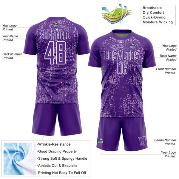 Custom Purple Light Purple-White France Speckle Sublimation Soccer Uniform Jersey