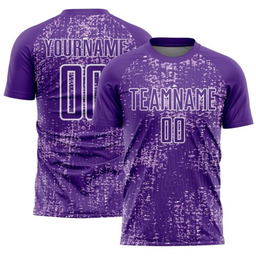 Custom Purple Light Purple-White France Speckle Sublimation Soccer Uniform Jersey