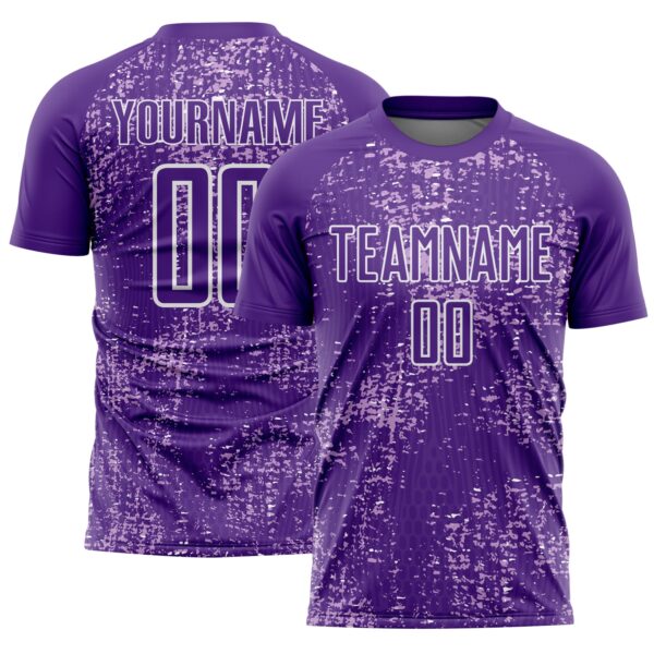 Custom Purple Light Purple-White France Speckle Sublimation Soccer Uniform Jersey