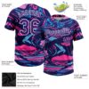 Custom Figure Purple Navy-Pink 3D Pattern Two-Button Unisex Softball Jersey