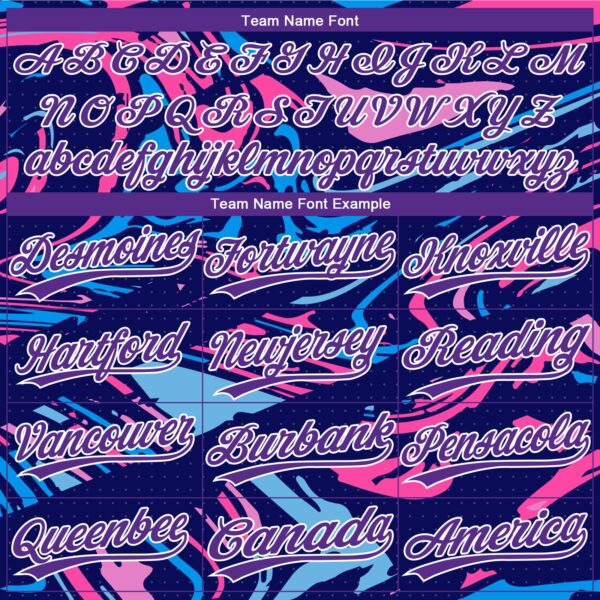 Custom Figure Purple Navy-Pink 3D Pattern Two-Button Unisex Softball Jersey