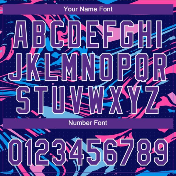 Custom Figure Purple Navy-Pink 3D Pattern Two-Button Unisex Softball Jersey