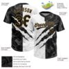 Custom Graffiti Pattern Black-Old Gold 3D Two-Button Unisex Softball Jersey