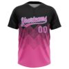 Custom Black Pink-Light Blue 3D Pattern Gradient Square Shapes Two-Button Unisex Softball Jersey