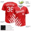 Custom Red White 3D Pattern Two-Button Unisex Softball Jersey