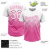 Custom Pink White 3D Pattern Gradient Square Shapes Two-Button Unisex Softball Jersey