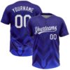Custom Dark Purple White-Royal 3D Pattern Two-Button Unisex Softball Jersey