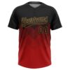 Custom Red Black-Old Gold 3D Pattern Gradient Square Shapes Two-Button Unisex Softball Jersey