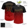 Custom Red Black-Old Gold 3D Pattern Gradient Square Shapes Two-Button Unisex Softball Jersey