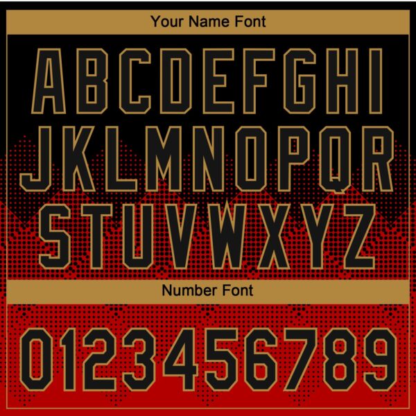 Custom Red Black-Old Gold 3D Pattern Gradient Square Shapes Two-Button Unisex Softball Jersey