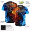 Custom Figure Black-White 3D Pattern Flame Two-Button Unisex Softball Jersey