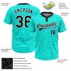 Custom Teal Black-White 3D Pattern Two-Button Unisex Softball Jersey