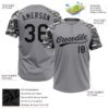 Custom Gray Black-Camo 3D Pattern Two-Button Unisex Softball Jersey
