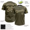 Custom Olive Vegas Gold-Camo 3D Pattern Salute To Service Two-Button Unisex Softball Jersey