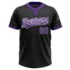 Custom Black Purple-White Two-Button Unisex Softball Jersey