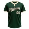 Custom Green Cream-Black Two-Button Unisex Softball Jersey
