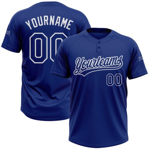 Softball0056 Custom Royal Royal-White Two-Button Unisex Softball Jersey