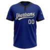 Custom Royal White-Black Two-Button Unisex Softball Jersey