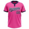 Custom Pink Navy-White Two-Button Unisex Softball Jersey
