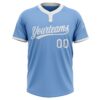 Custom Light Blue White Two-Button Unisex Softball Jersey