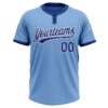 Custom Light Blue Royal-White Two-Button Unisex Softball Jersey