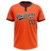 Custom Orange Black-White Two-Button Unisex Softball Jersey