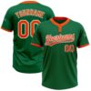 Custom Kelly Green Orange-White Two-Button Unisex Softball Jersey