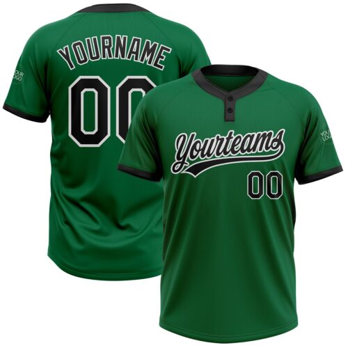 Softball0118 Custom Kelly Green Black-White Two-Button Unisex Softball Jersey
