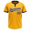 Custom Gold Black-White Two-Button Unisex Softball Jersey