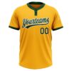 Custom Gold Green-White Two-Button Unisex Softball Jersey