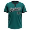 Custom Teal Black-White Two-Button Unisex Softball Jersey