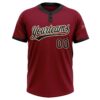 Custom Crimson Black-Cream Two-Button Unisex Softball Jersey