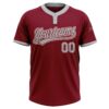 Custom Crimson Gray-White Two-Button Unisex Softball Jersey