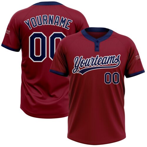 Softball0159 Custom Crimson Navy-White Two-Button Unisex Softball Jersey